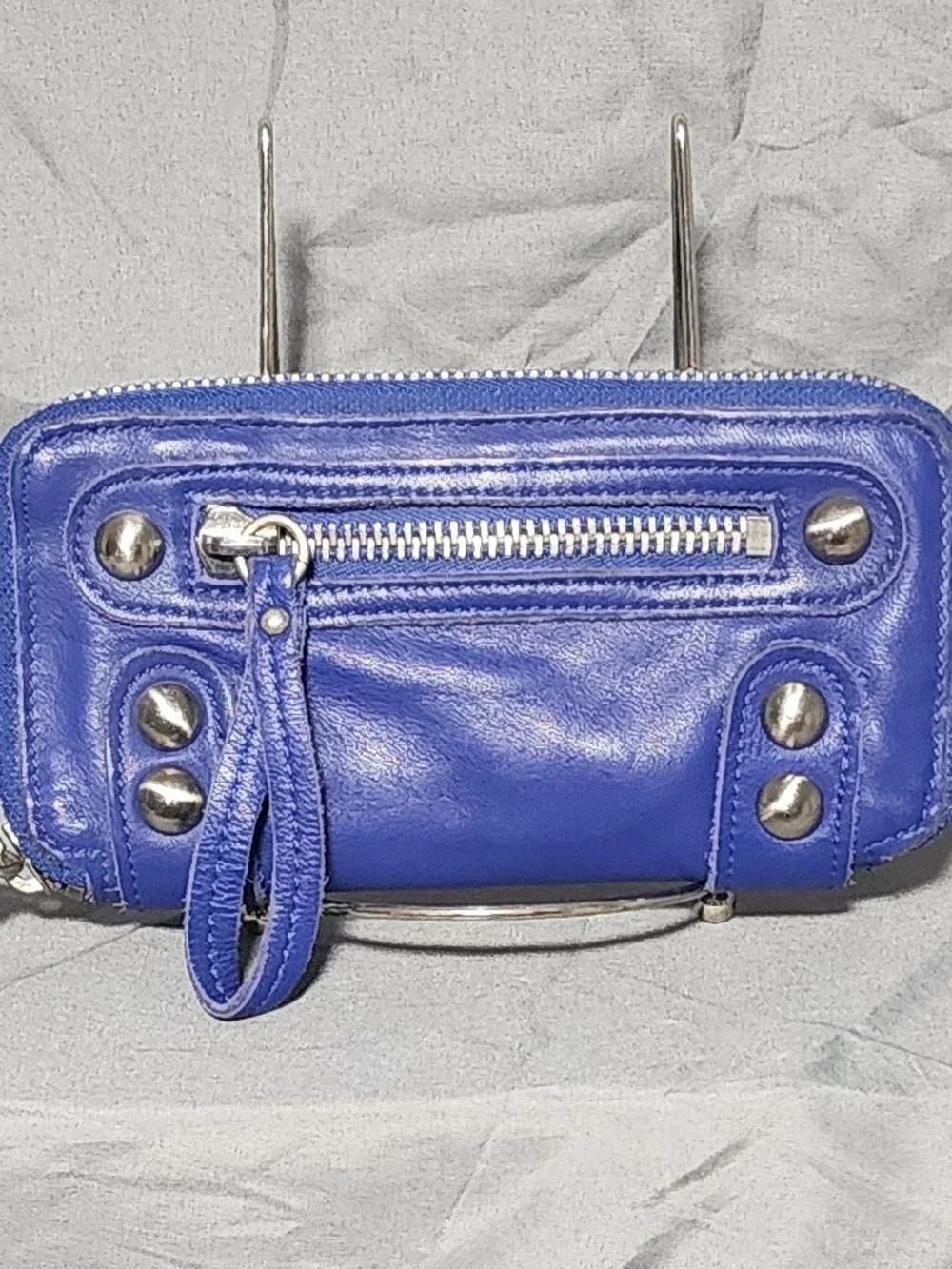 Y2K Linea Pelle Chianti Dylan Blue Leather Zip Around Wallet